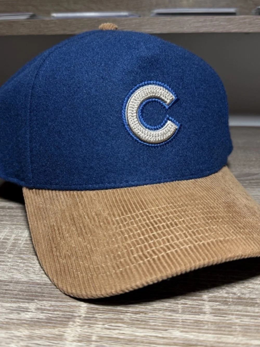 Chicago Cubs Mitchell & Ness Wool Corduroy Pro-Pinch Structured Snapback Navy